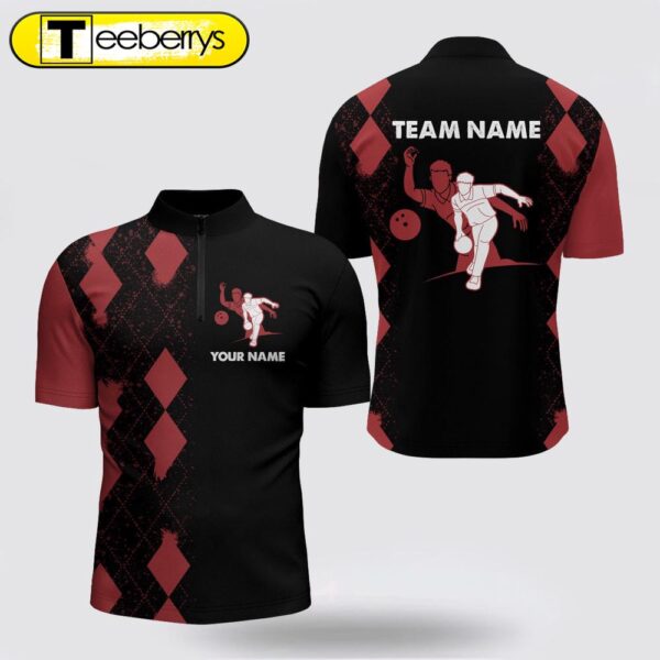 Men Bowling Shirt Personalized Name Red And Black Bowling Jersey Bowler Team Shirt For Bowling Love