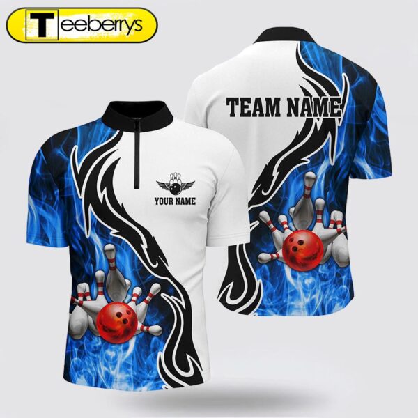 Men’s Bowling Jersey Shirt Custom Bowling Ball Pins Strike Team League Jersey