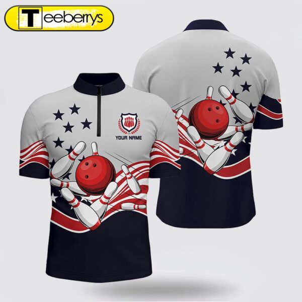 Men’s Bowling Jersey Shirts Custom American Flag Vintage Bowling Jerseys, Bowling Team Shirts