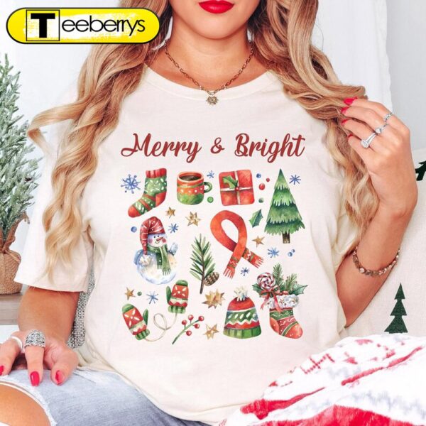 Merry and Bright, Trendy Santa, Vintage Christmas Shirt