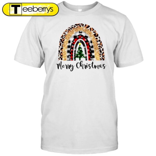 Merry Christmas A Christmas Tree In The Snow Teacher Shirt