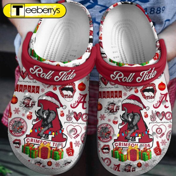 Merry Christmas Alabama Crimson Tide NCAA Sport  Clogs Shoes Comfortable