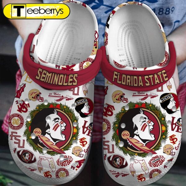 Merry Christmas Florida State Seminoles NCAA Sport Clogs  Clogs Shoes Comfortable