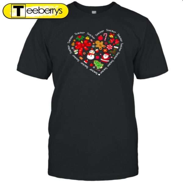 Merry Christmas Heart Teacher Shirt