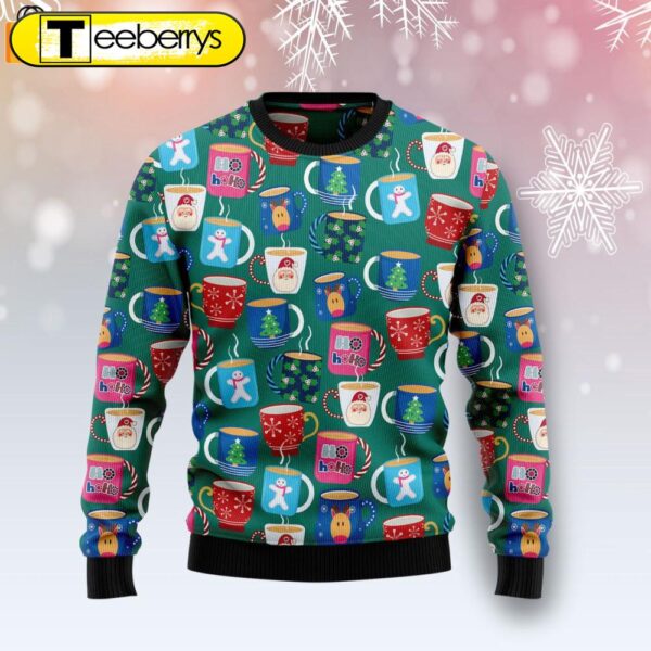 Merry Christmas Ho Ho Ho Mugs Cheerful Ugly Sweater for Festive Cheer