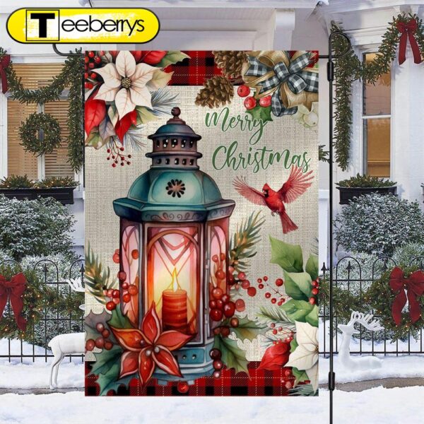 Merry Christmas Lantern And Bird Christmas Garden Flag