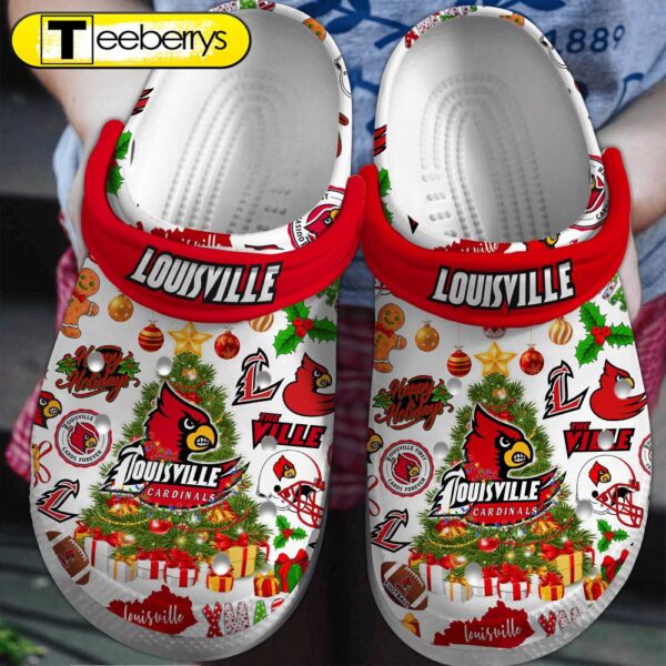 Merry Christmas Louisville Cardinals NCAA Sport Clogs  Clogs Shoes Comfortable