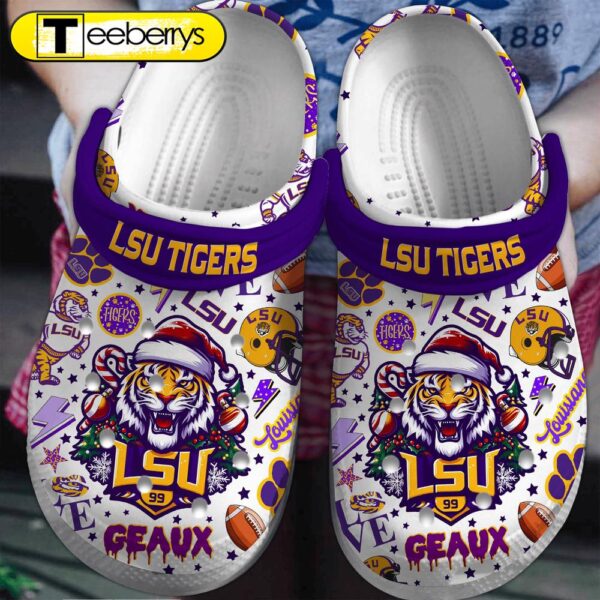 Merry Christmas LSU Tigers NCAA Sport Clogs  Clogs Shoes Comfortable