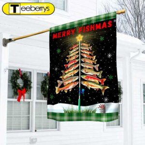 Merry Fishmas Tree Christmas Flag