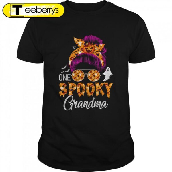 Messy Bun Mom Monster Bleached One Spooky Grandma Halloween T-Shirts