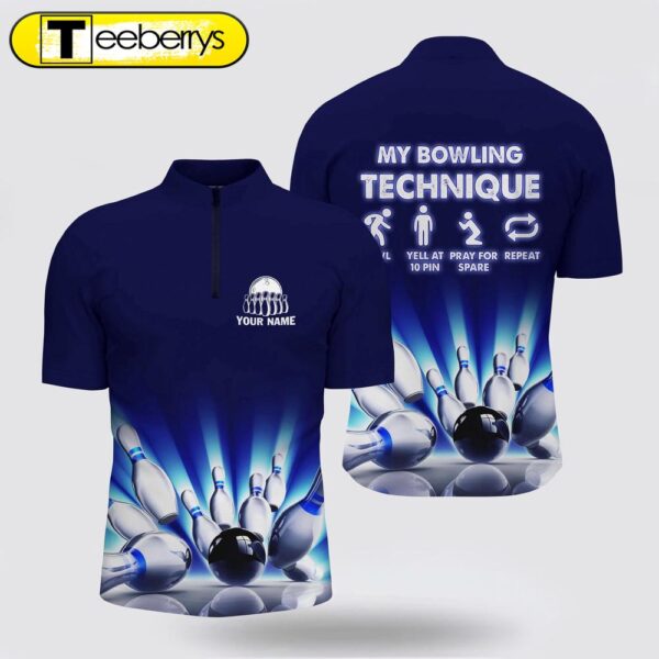 My Bowling Technique Custom Name Funny Men Bowling Bowling Jersey Shirts, Personalized Bowling Jerseys