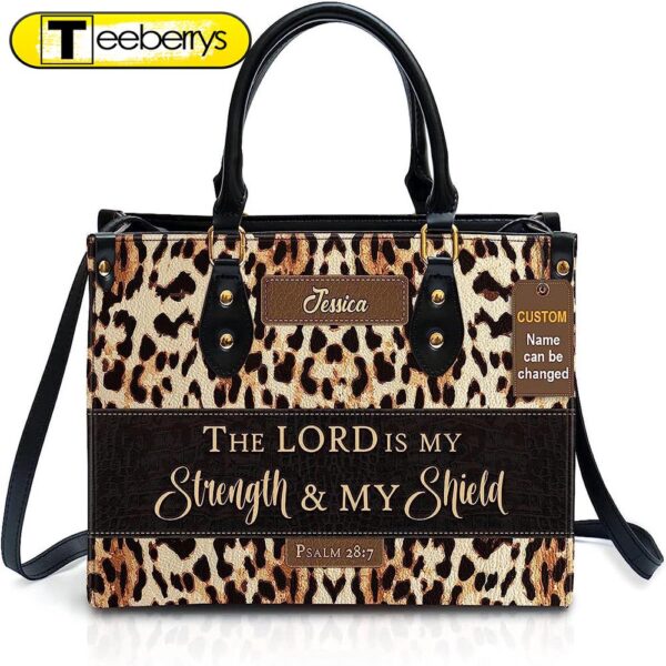 My Strength & My Shield Personalized Leather Bag With Handle for Christian Women