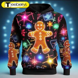 Neon Gingerbread Christmas 3D Shirt…