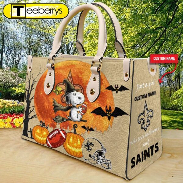 New Orleans Saints NFL Snoopy Halloween Women Leather Hand Bag