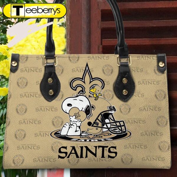 New Orleans Saints NFL Snoopy Women Premium Leather Hand Bag