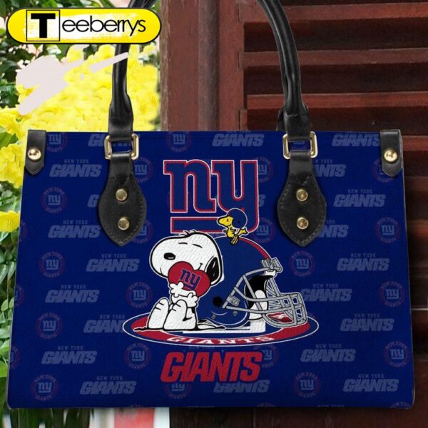 New York Giants NFL Snoopy Women Premium Leather Hand Bag