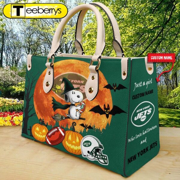 New York Jets NFL Snoopy Halloween Women Leather Hand Bag