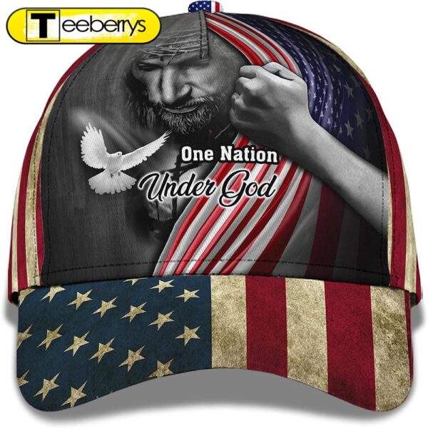 One Nation Under God American Flag And God And Dove All Over Print Baseball Cap