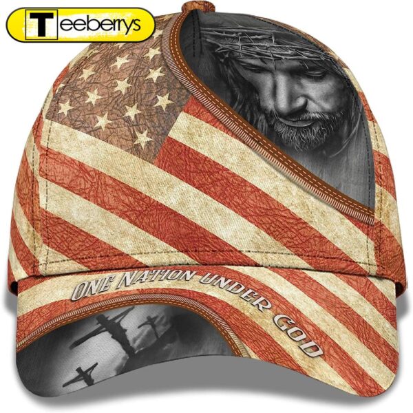 One Nation Under God Vintage Usa Flag And God And Cross All Over Print Baseball Cap