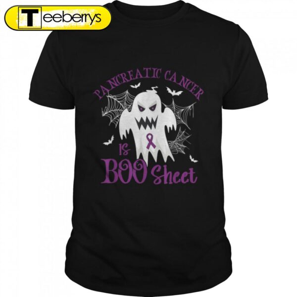 Pancreatic cancer Is Boo Sheet Purple Ribbon Halloween T-Shirt