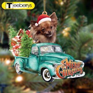 Papillon-Green Truck Hanging Christmas Ornament