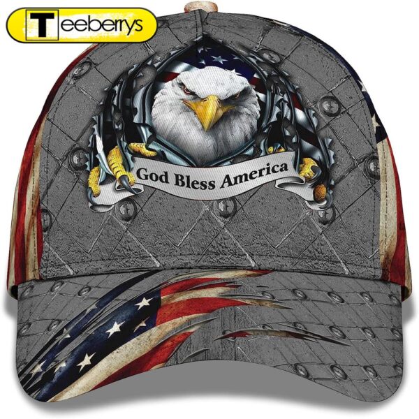 Patriotic Bald Eagle God Bless America All Over Print Baseball Cap – Christian Hats