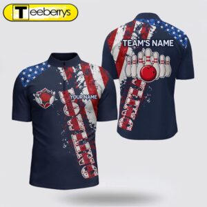 Patriotic Men Bowling Shirt Bowling…