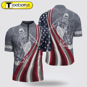 Patriotic Men’s Bowling Shirt American…