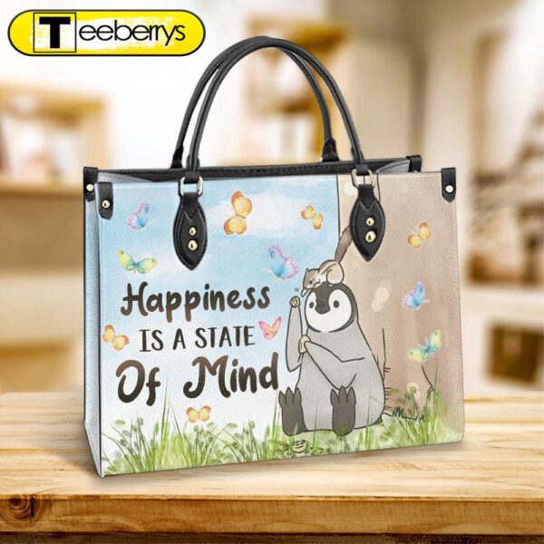 Penguin Happiness Is A State Of Mind 1 Leather Bag – Best Gifts For Penguin Lovers