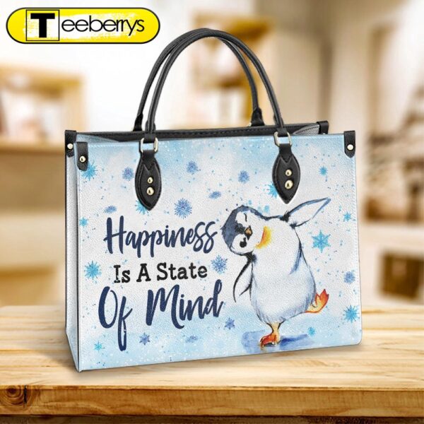 Penguin Happiness Is A State Of Mind Leather Bag – Best Gifts For Penguin Lovers