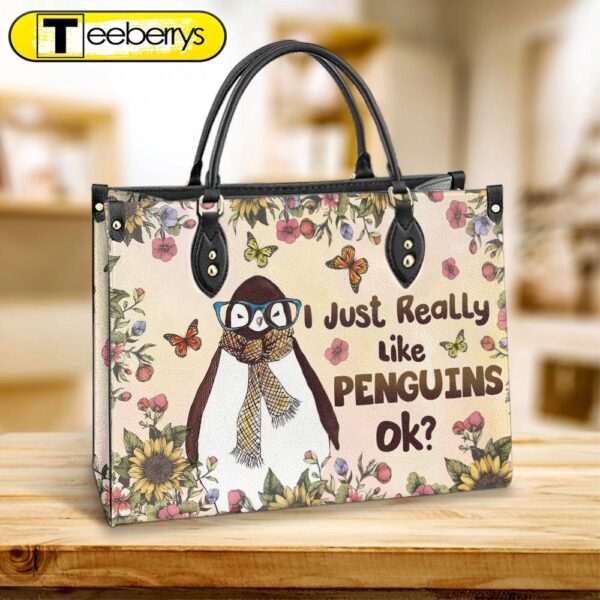 Penguin I Just Really Like Penguins Leather Bag – Best Gifts For Penguin Lovers