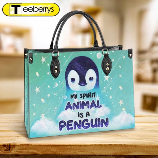 Penguin Lover My Spirit Animal Is A Penguin Leather Bag – Best Gifts For Penguin Lovers