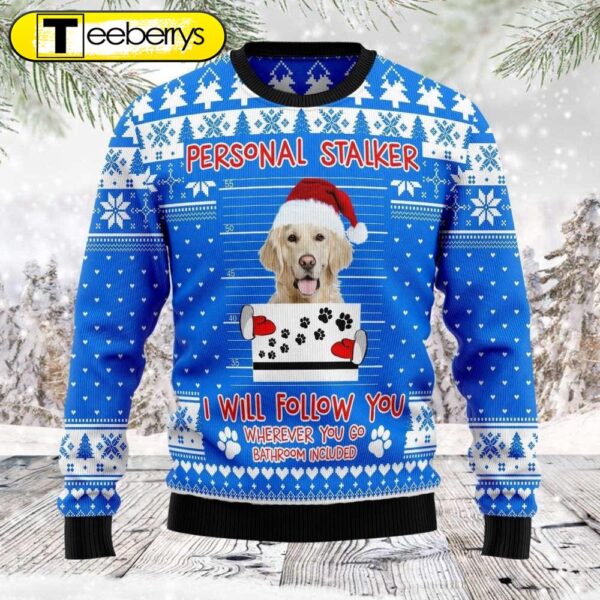 Personal Stalker Golden Retriever Ugly Christmas Sweater