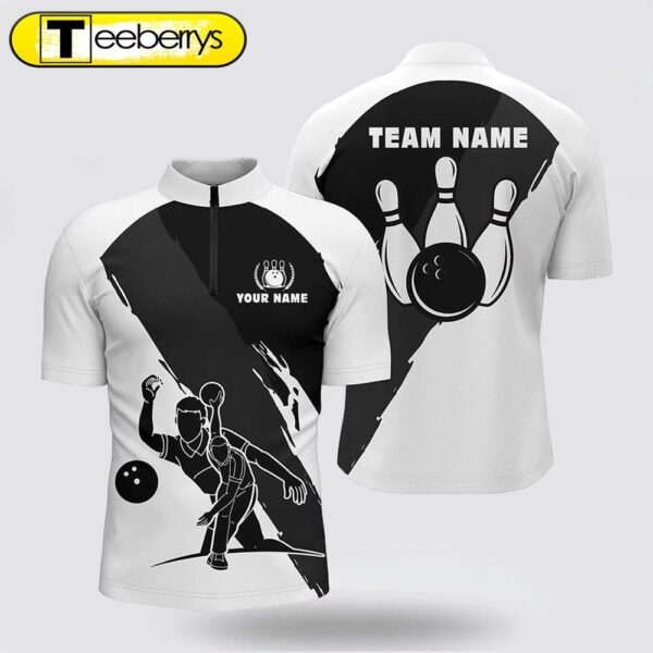 Personalized 3D Men Bowling Bowling Jersey Shirts, Custom Black White Team Bowling Jerseys