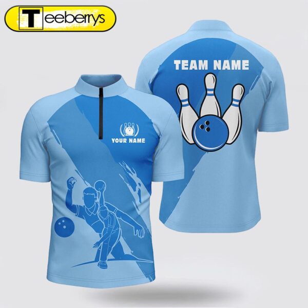 Personalized 3D Men Bowling Bowling Jersey Shirts, Custom Blue Team Bowling Jerseys