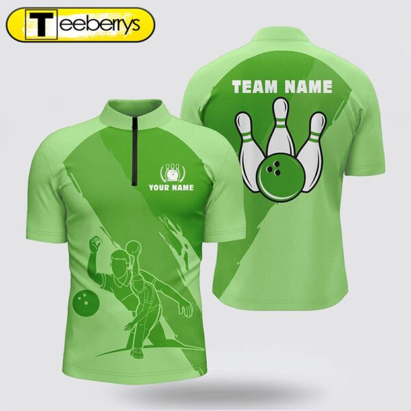 Personalized 3D Men Bowling Bowling Jersey Shirts, Custom Green Team Bowling Jerseys