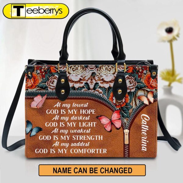 Personalized At My Lowest God Is My Hope Leather Bag – Christian Pu Leather Bags