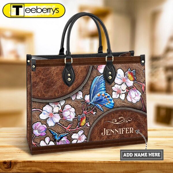 Personalized Butterfly Apricot Leather Bag – Women’s Pu Leather Bag