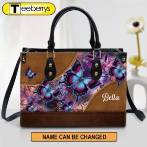 Personalized Butterfly Leather Handbag With…