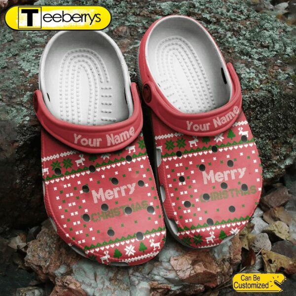 Personalized Christmas Ugly Sweater Classic Shoes Clogs  Clogs Shoes