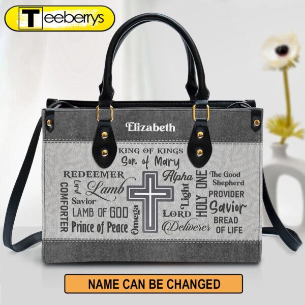 Personalized Cross Leather Handbag King Of Kings Spiritual Gifts For Religious Women