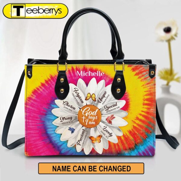 Personalized Daisy God Says You Are Chosen Leather Bag – Christian Pu Leather Bags