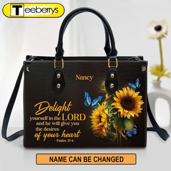 Personalized Delight Yourself In The Lord Leather Bag – Christian Pu Leather Bags