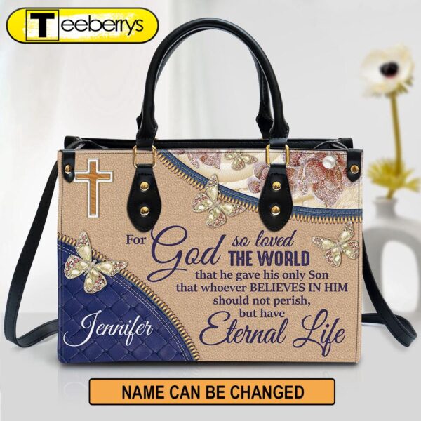 Personalized Elegant For God So Loved The World Leather Bag – Christian Pu Leather Bags