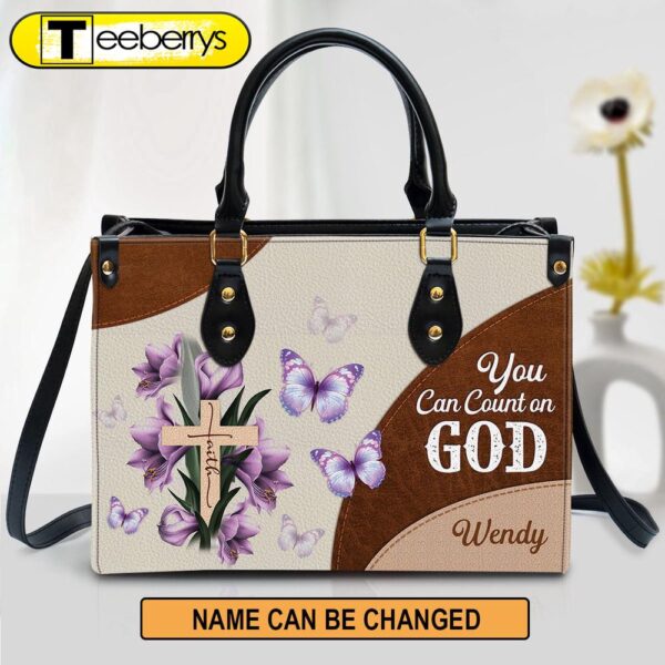 Personalized Floral Cross You Can Count On God Leather Bag – Christian Pu Leather Bags