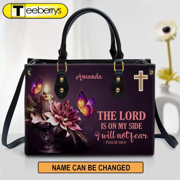 Personalized Flower I Will Not Fear Leather Bag – Christian Pu Leather Bags For Women