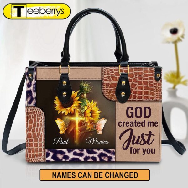 Personalized God Created Me Just For You Lovely Leather Bag – Christian Pu Leather Bags For Women