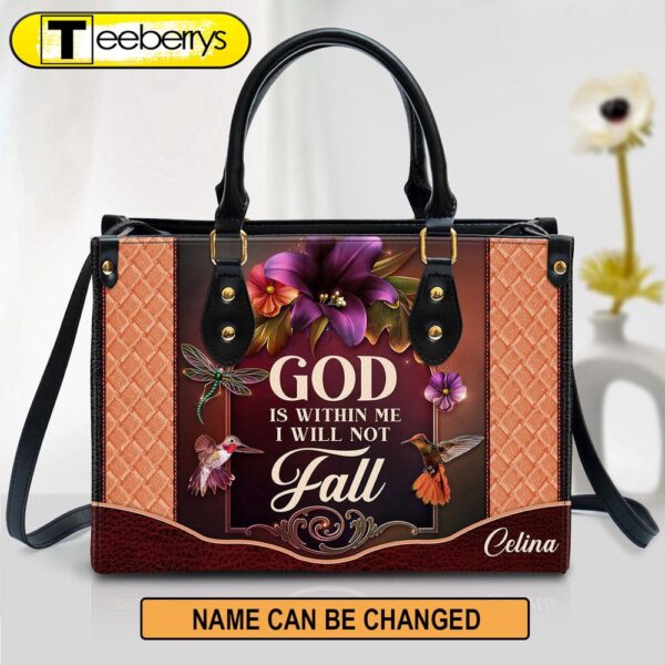 Personalized God Is Within Me I Will Not Fall Special Hummingbird Leather Bag