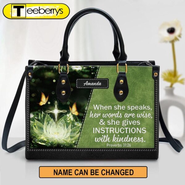 Personalized Gorgeous When She Speaks Her Words Are Wise Leather Bag – Christian Pu Leather Bags