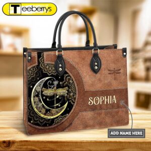 Personalized Hippie Dragonfly Leather Bag…